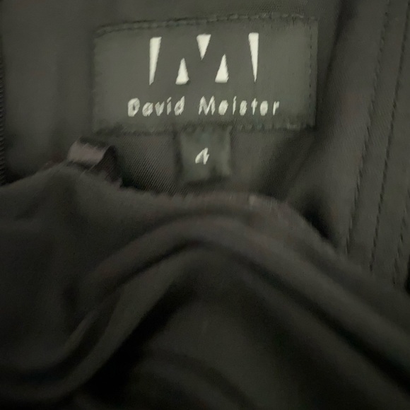 David Meister Y2K Milkmade Chiffon Black Asymmetrical Hem Cocktail Goth Dress 4 - Picture 3 of 13